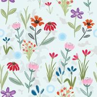 Water color flower with green leaf seamless pattern vector