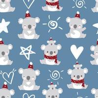 Cute koala bear with ornament seamless pattern vector