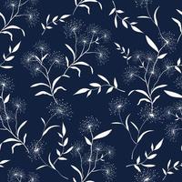 White flower on blue background seamless pattern vector