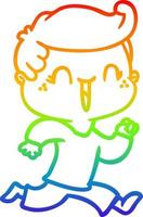 rainbow gradient line drawing cartoon laughing boy vector