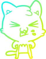 cold gradient line drawing cartoon cat hissing vector