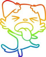 rainbow gradient line drawing cartoon disgusted dog vector