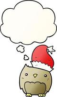 cute christmas owl and thought bubble in smooth gradient style vector