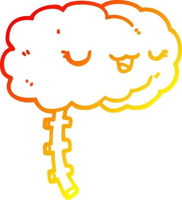 warm gradient line drawing happy cartoon brain