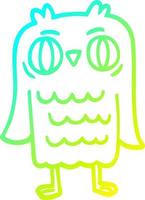 cold gradient line drawing cartoon owl vector