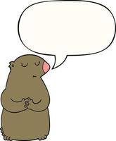 cute cartoon bear and speech bubble vector