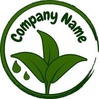 logotipo de tres hojas verdes en un círculo con una gota de agua verde perfecta para la compañía de bebidas de té vector