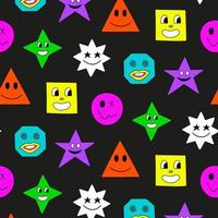 Psychedelic trippy acid rave pattern. Trendy abstract smiles in cartoon style. Seamless 60s, 70s, hippie background for textiles, postcards, posters, invitations, design. vector