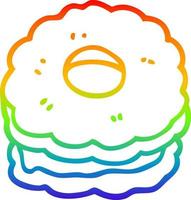 rainbow gradient line drawing cartoon jammy biscuit vector