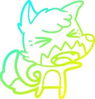 cold gradient line drawing angry cartoon fox vector