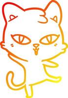 warm gradient line drawing cartoon cat vector