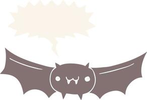 cartoon vampire bat and speech bubble in retro style vector