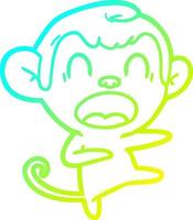 cold gradient line drawing shouting cartoon monkey dancing vector