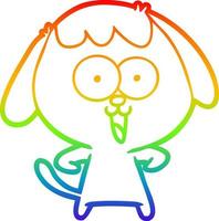 rainbow gradient line drawing cute cartoon dog vector