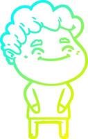 cold gradient line drawing cartoon friendly man vector
