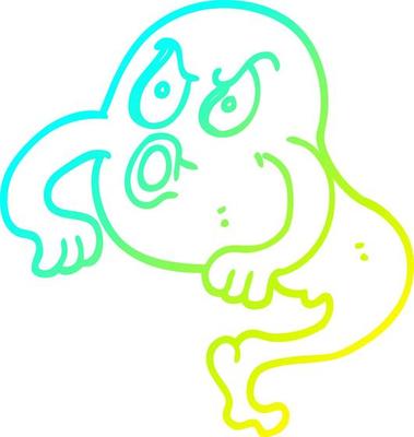 cold gradient line drawing cartoon angry ghost