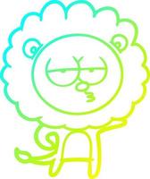 frío gradiente línea dibujo dibujos animados aburrido león vector