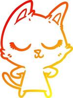 warm gradient line drawing calm cartoon cat vector