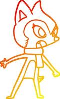 warm gradient line drawing cartoon chipmunk wearing scarf vector