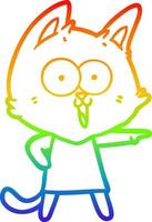 gato de dibujos animados divertido de dibujo de línea de gradiente de arco iris vector