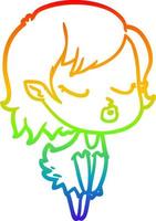 rainbow gradient line drawing cute cartoon vampire girl vector