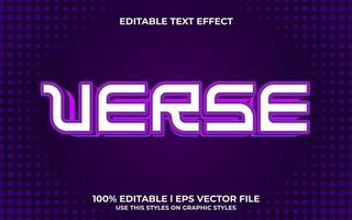 verse 3d text with neon theme. purple typography template for modern tittle vector
