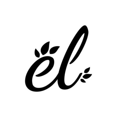 letter e and l with a leaf logo. good for any business related to nature things.