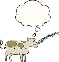 cartoon cow and thought bubble vector