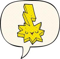 cartoon lightning strike and speech bubble in comic book style vector