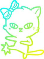 cold gradient line drawing cute cartoon cat vector