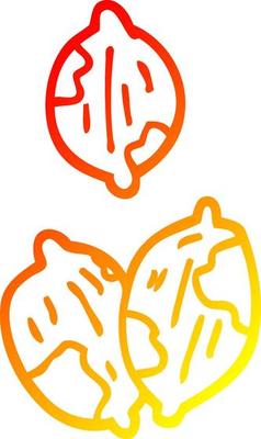 warm gradient line drawing cartoon nuts in shells