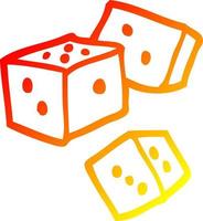 warm gradient line drawing cartoon dice vector