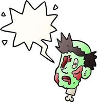 cartoon zombie head and speech bubble in smooth gradient style vector