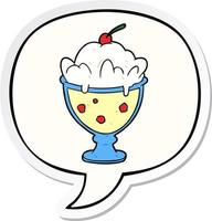 cartoon tasty dessert and speech bubble sticker vector