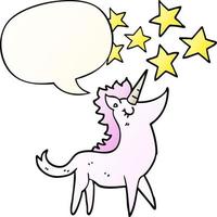 cartoon unicorn and speech bubble in smooth gradient style vector