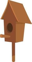 Birdhouse semi flat color vector object. Small shelter for birds. Handicraft. Full sized item on white. Carpentry hobby simple cartoon style illustration for web graphic design and animation