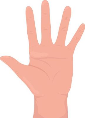 Palm with spread fingers semi flat color vector hand gesture. Editable pose. Human body part on white. Stop and restriction cartoon style illustration for web graphic design, animation, sticker pack