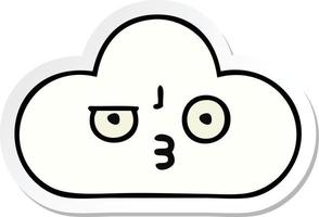 sticker of a cute cartoon white cloud vector