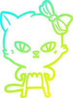 cold gradient line drawing cute cartoon cat vector