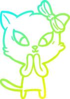 cold gradient line drawing cartoon cat vector