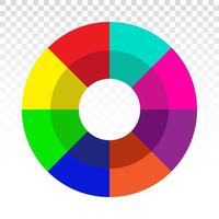 rueda de color creativa o icono de vector plano de círculo selector de color para aplicaciones y sitios web