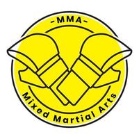 símbolo redondeado de artes marciales mixtas o logotipo mma con texto para aplicaciones o sitio web vector