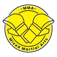 Rounded Mixed Martial Arts symbol or MMA  logo with text for apps or website vector