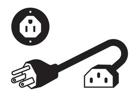 Nema 5-15 power outlet and power plugs flat vector icon for apps or websites