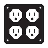 Four nema 5-15 power outlet flat vector icon for apps or websites