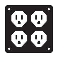 Four nema 5-15 power outlet flat vector icon for apps or websites