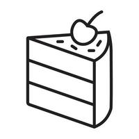 icono de vector de línea de arte rebanada de pastel de capas con frutas de cereza para aplicaciones y sitios web