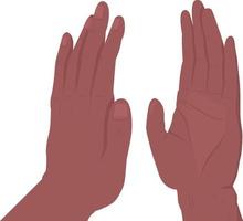 alto cinco gesto de mano de vector de color semiplano. pose editable. parte del cuerpo humano en blanco. saludo y felicitaciones ilustración de estilo de dibujos animados para diseño gráfico web, animación, paquete de pegatinas