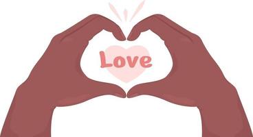 Show love semi flat color vector hand gesture. Editable pose. Human body part on white. Cartoon style illustration for web graphic design, animation, sticker pack