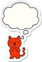 cartoon cat and thought bubble as a printed sticker vector